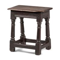 A William and Mary Turned Oak Slide-Top Tavern Table Stool