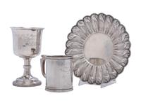 Three American Coin Silver Wares Including Two Military Presentation Cups