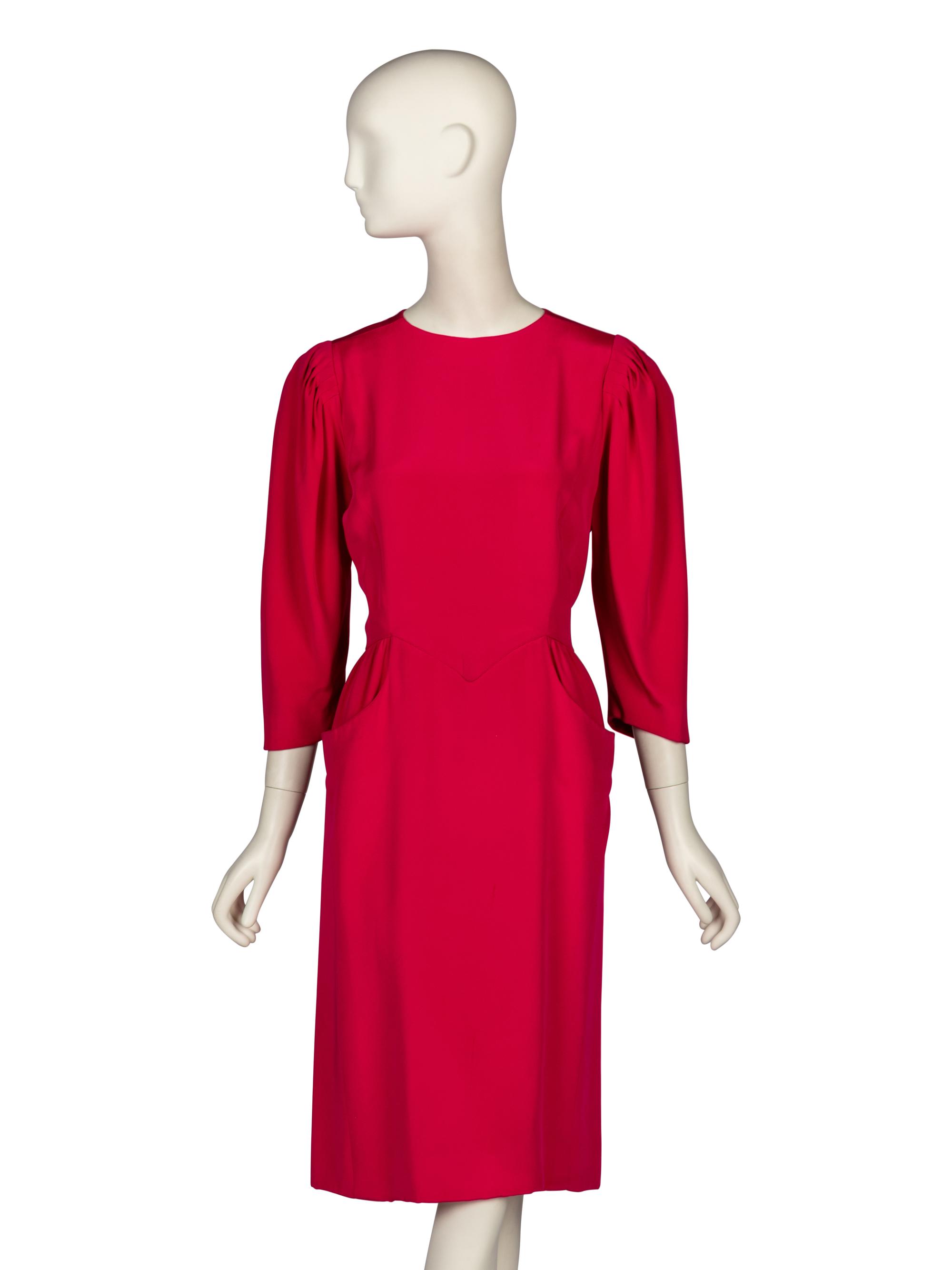 Sybil Connolly, Shocking Pink Silk Dress
