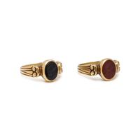 VAHE NALTCHAYAN, PAIR OF YELLOW GOLD AND HARDSTONE INTAGLIO RINGS