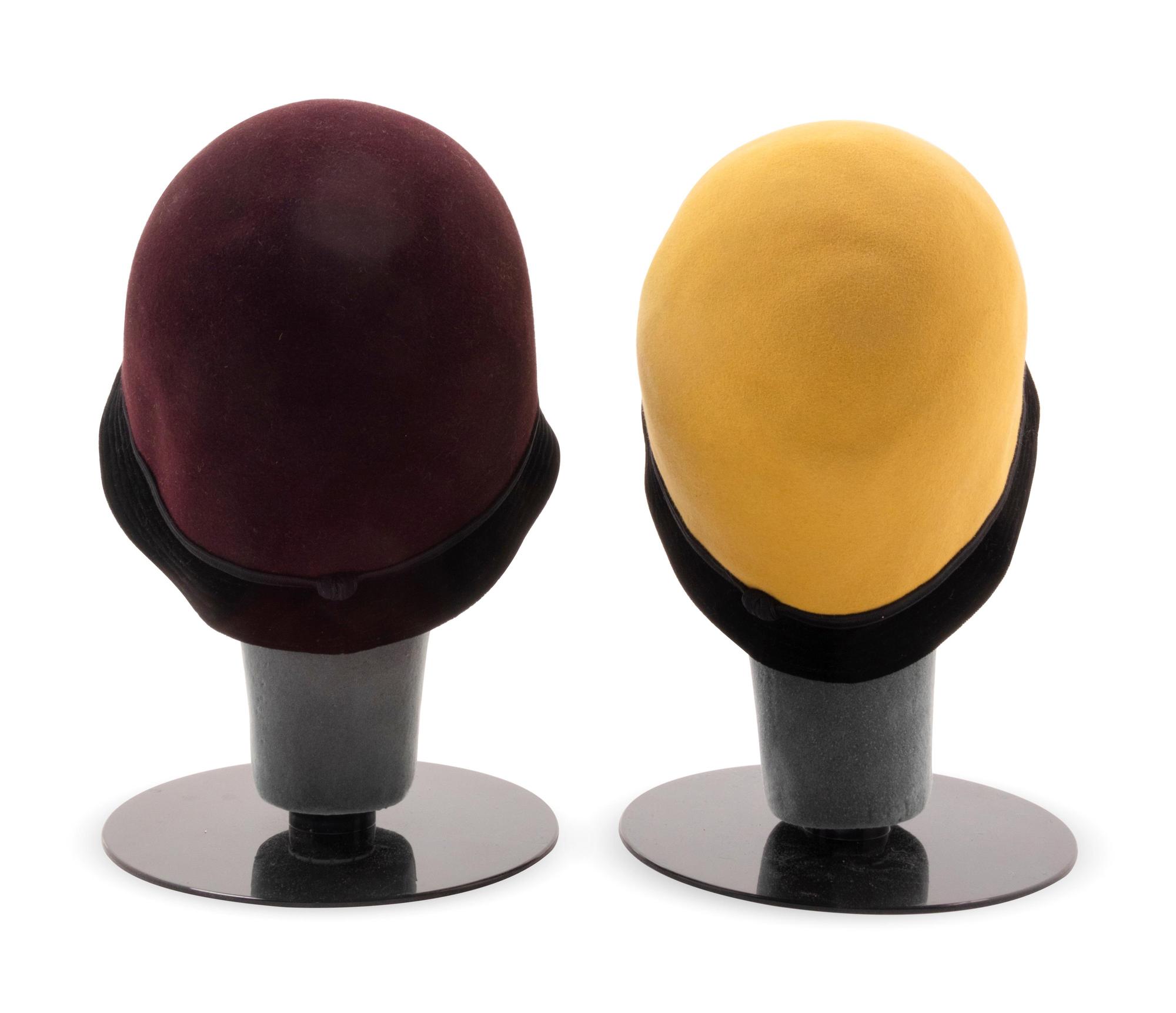 Two Yves Saint Laurent Wool Felt Cloche Hats, 1970s