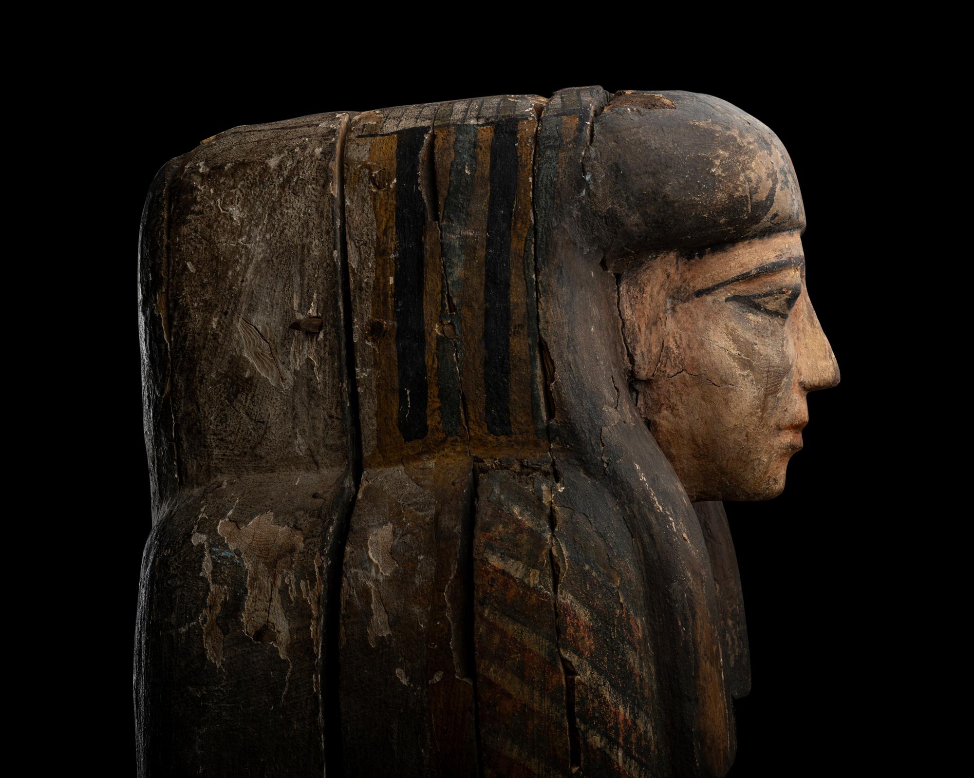 An Egyptian Painted Wood Anthropoid Coffin