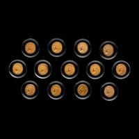 A Set of Thirteen Indian Head $2.50 Gold Coins