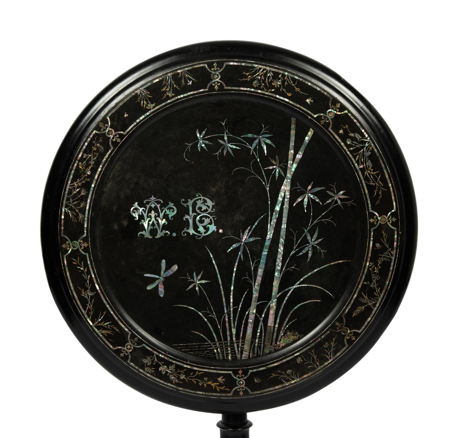 A Victorian Abalone Inlaid Papier Mache Table