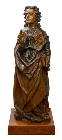 A Continental Carved and Polychrome Oak Figure, 16TH CENTURY, Height 42 inches. — 16TH CENTURY,
