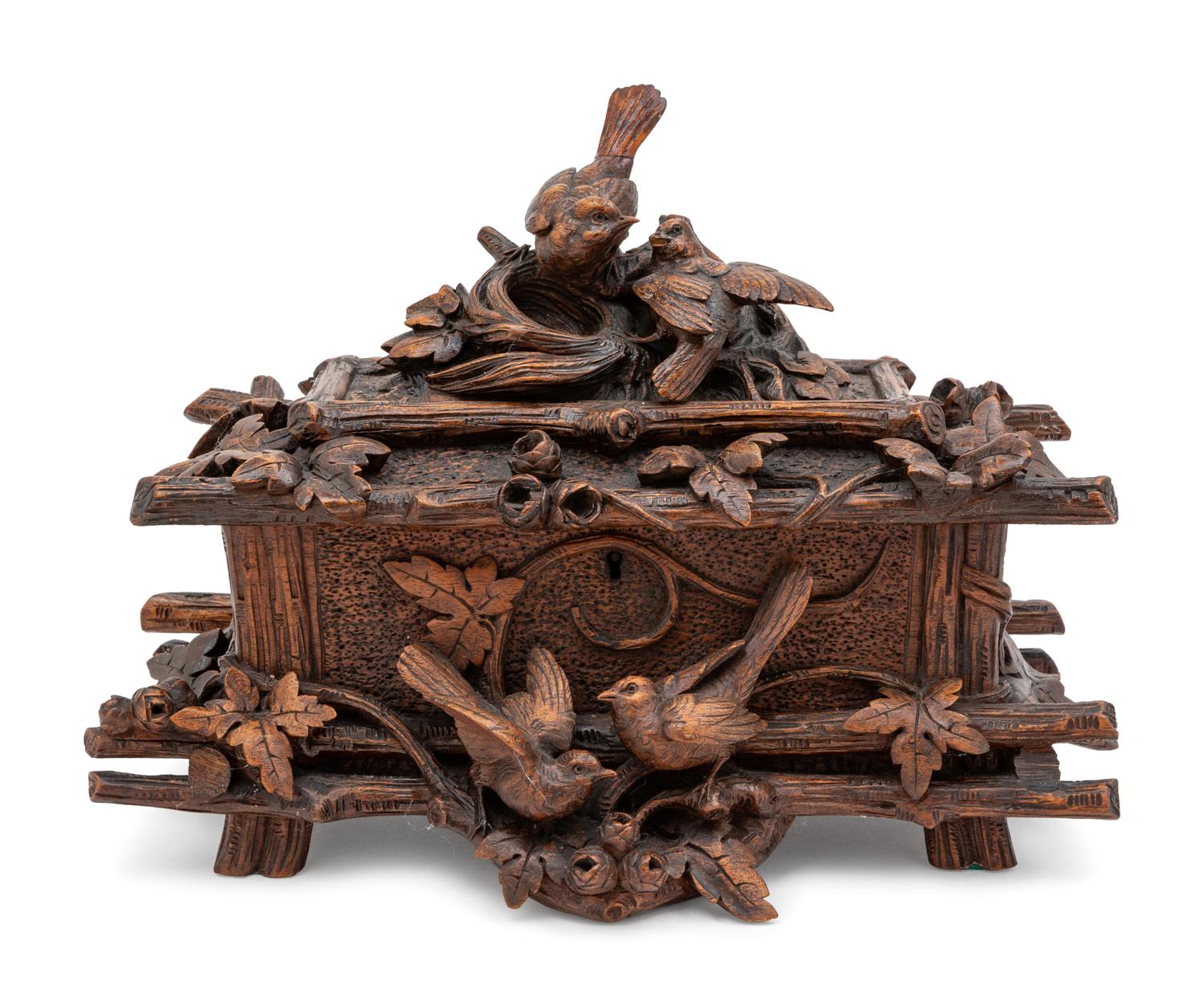 A Black Forest Carved Table Casket