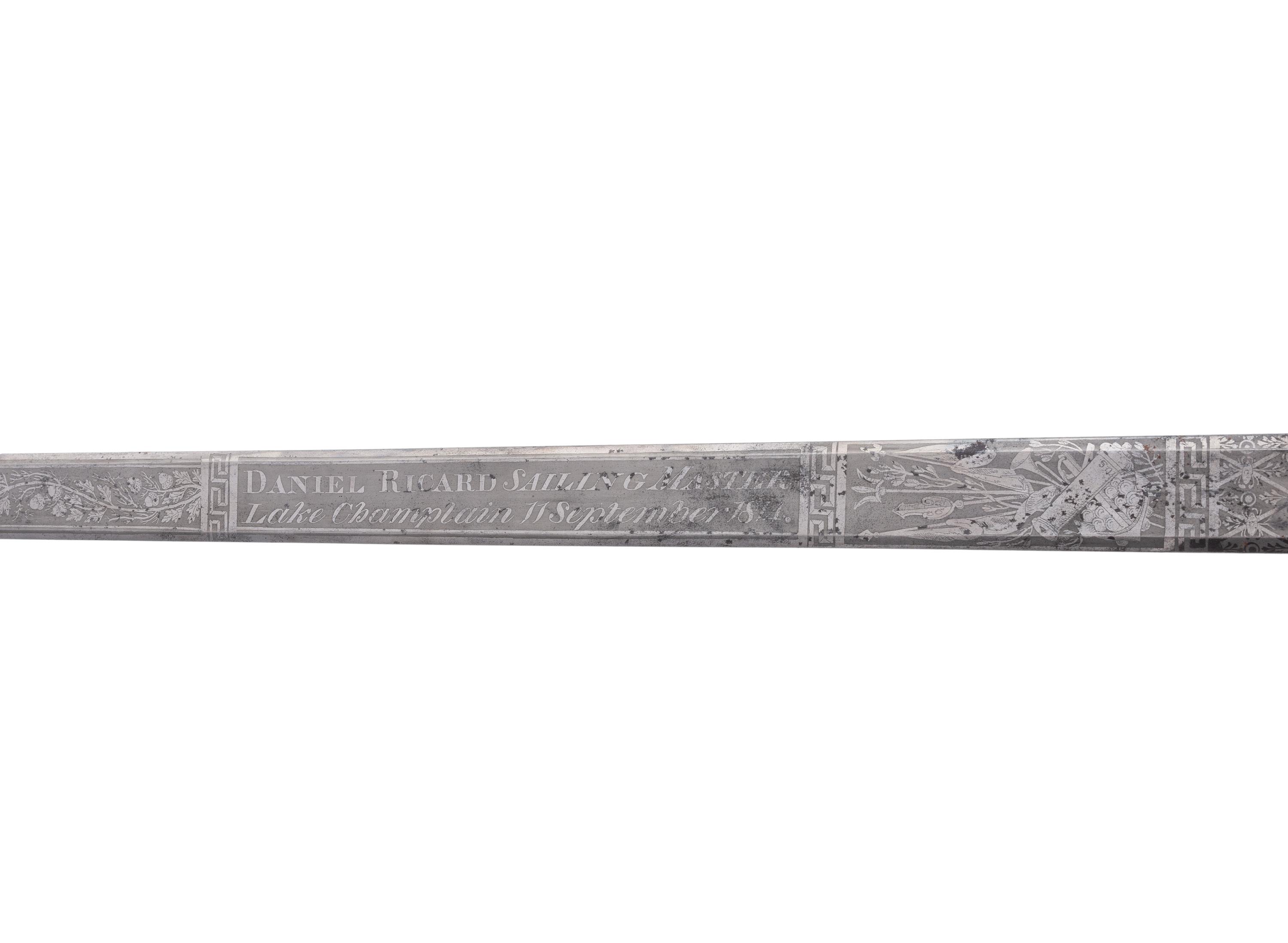 A Rare William Rose War of 1812 Lake Champlain Congressional Presentation Sword of Sailing Master Daniel Ricard