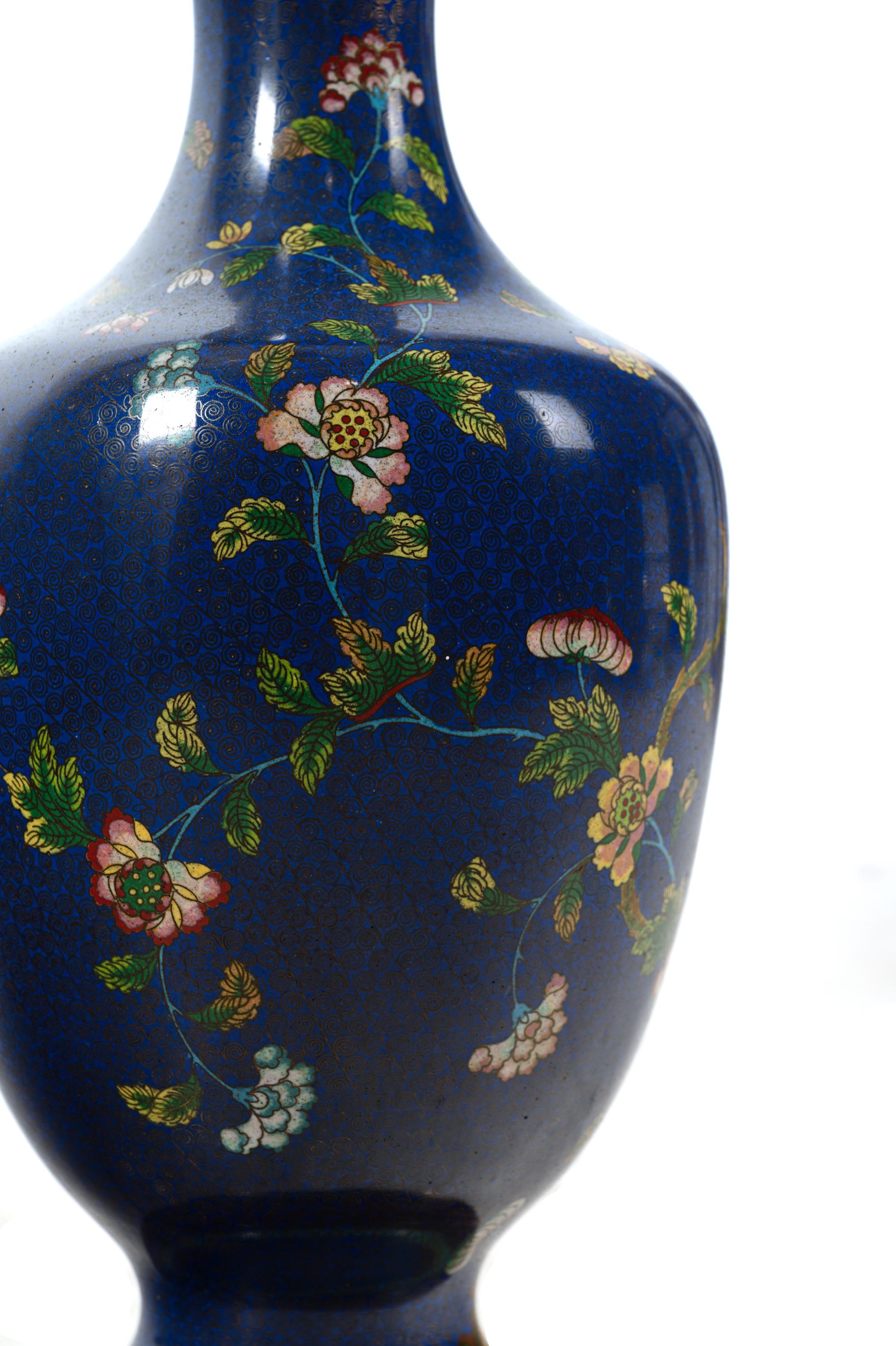A Chinese Cloisonné Vase Mounted as a Lamp