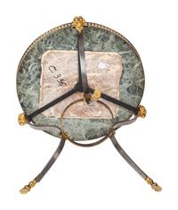A Neoclassical Style Steel and Brass Marble-Top Guéridon