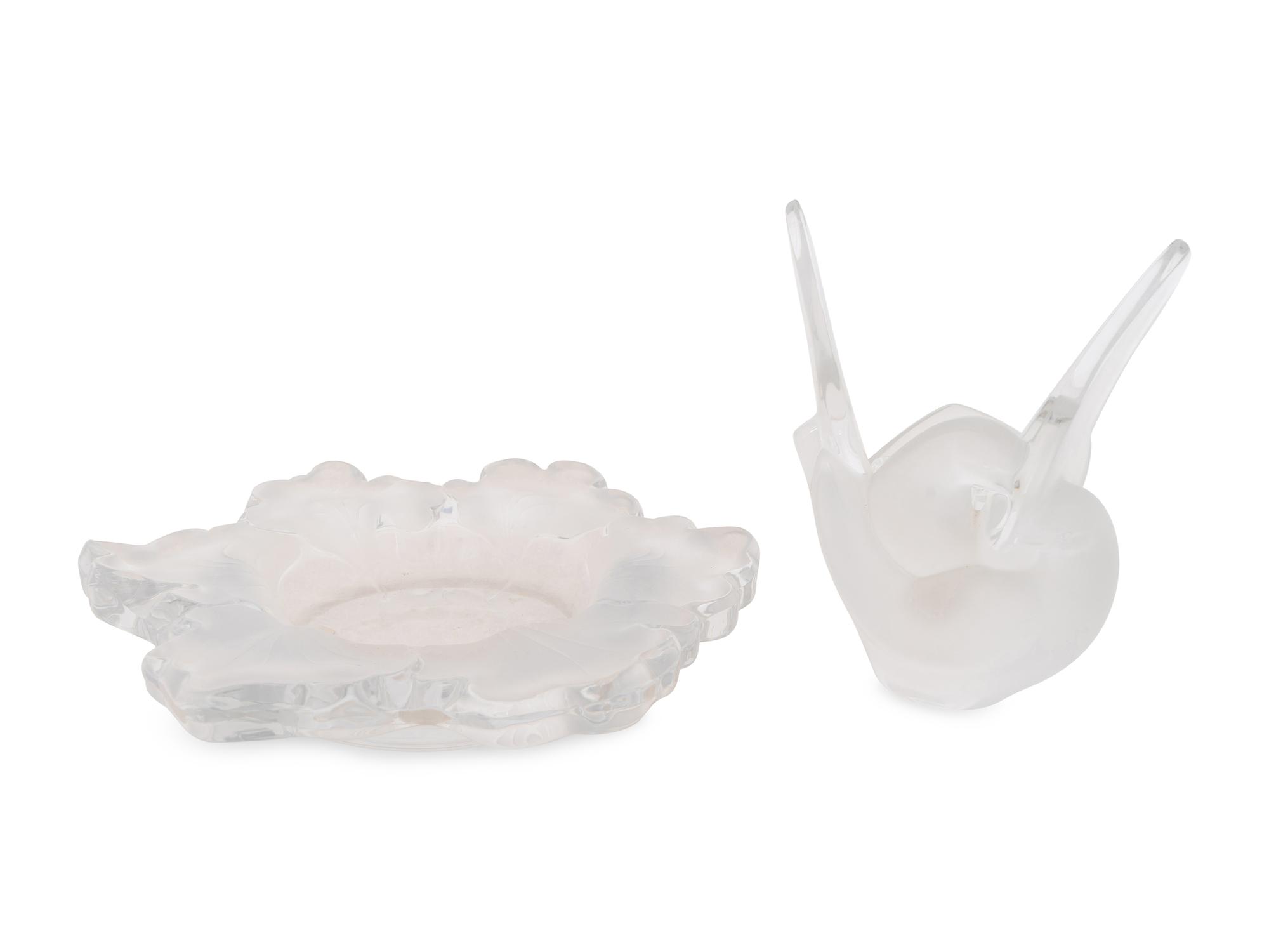 A Lalique Sylvie Vase and Capucines Nasturtium Bowl