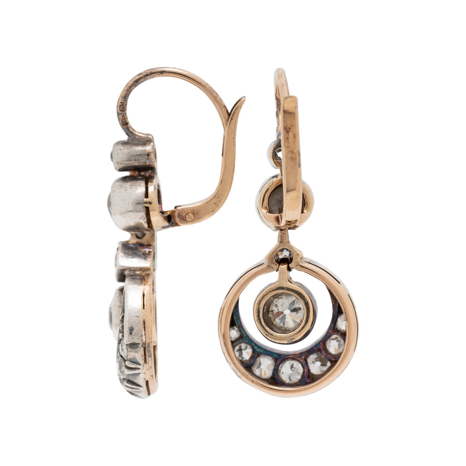 ANTIQUE, DIAMOND EARRINGS