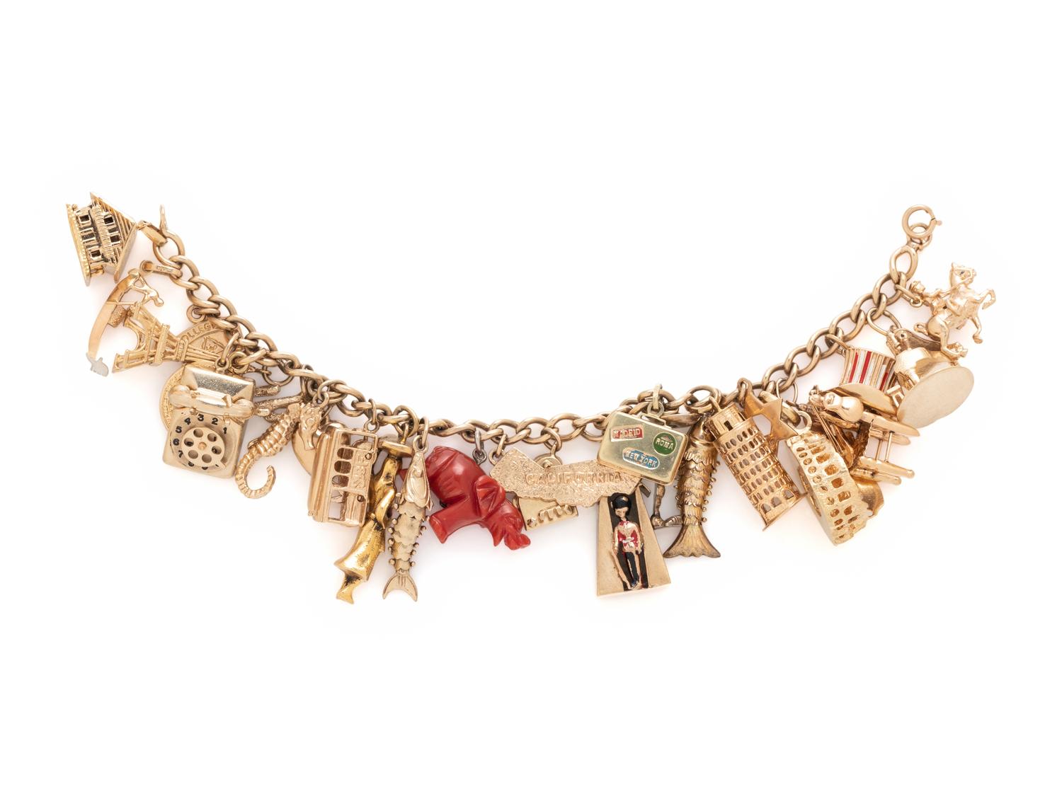 YELLOW GOLD CHARM BRACELET