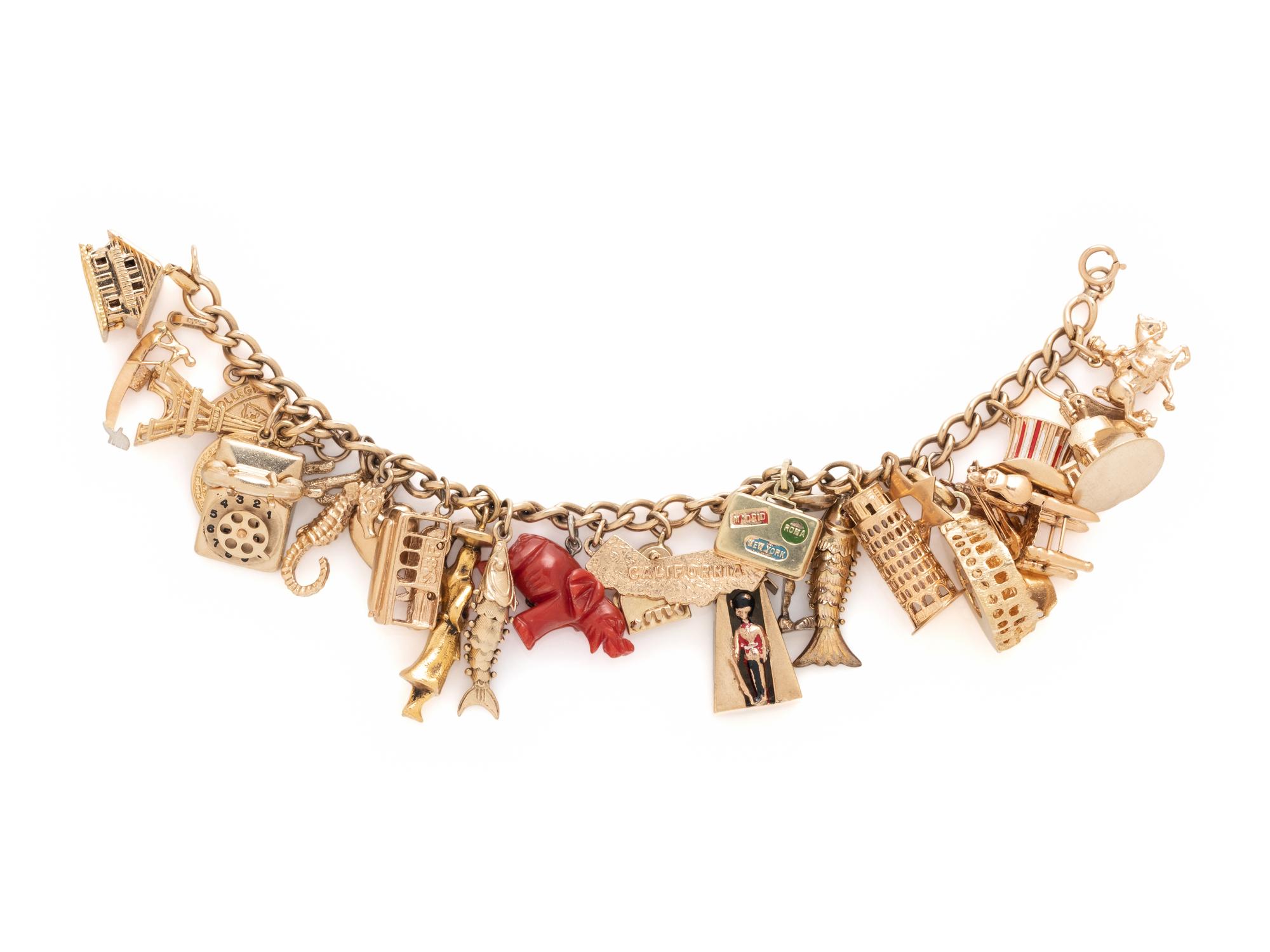 YELLOW GOLD CHARM BRACELET
