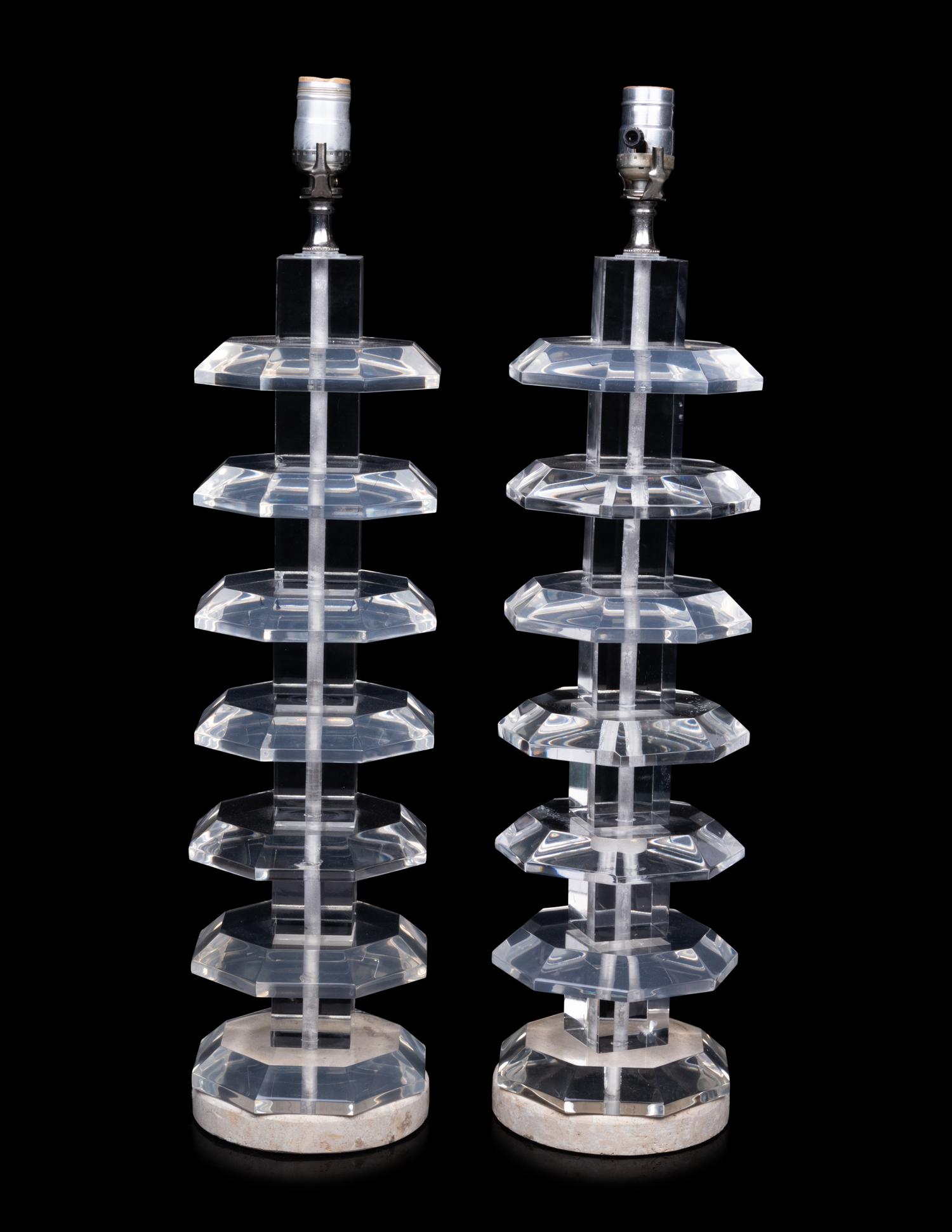A Pair of Contemporary Acrylic Table Lamps