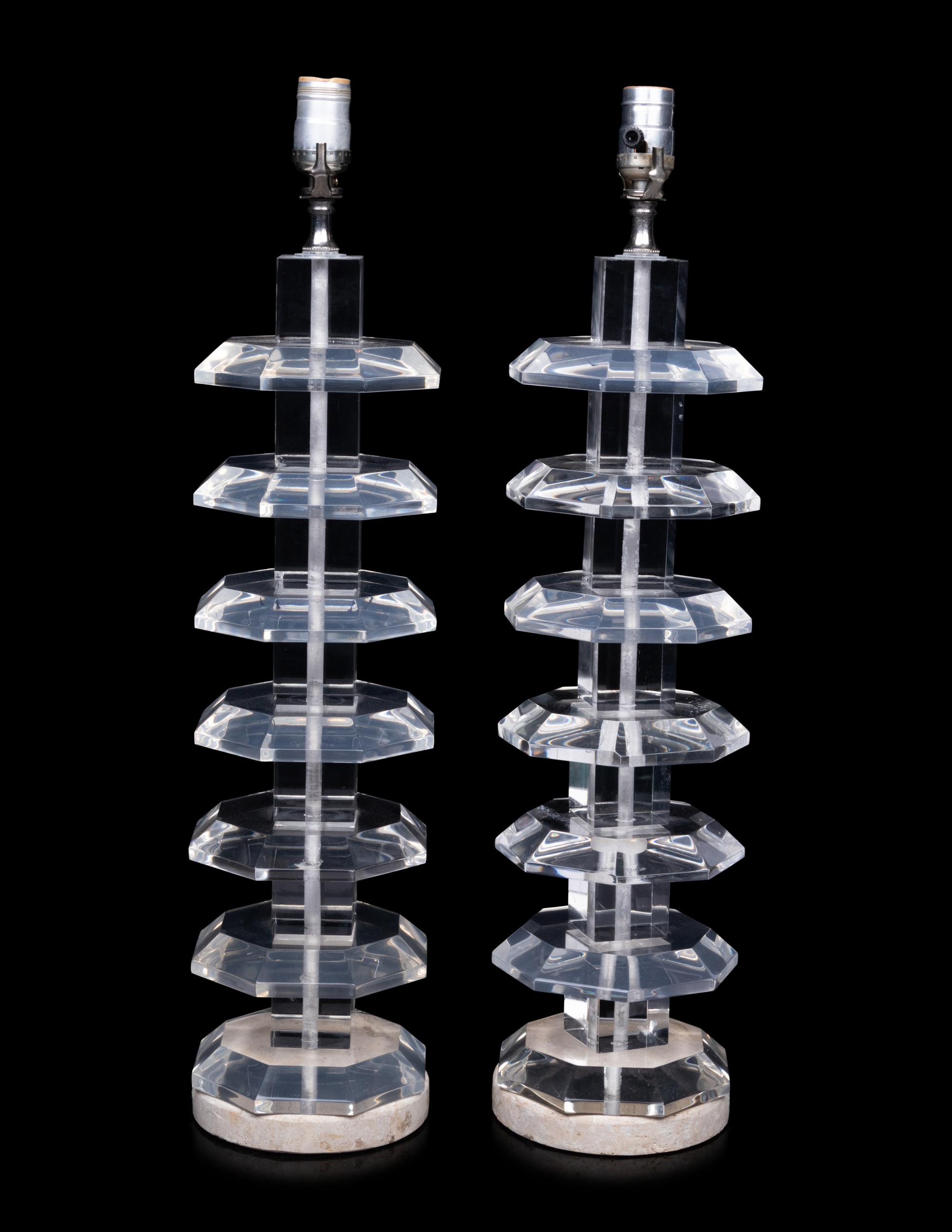 A Pair of Contemporary Acrylic Table Lamps