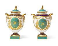 A Pair of Wedgwood Neoclassical Parcel-Gilt Urns