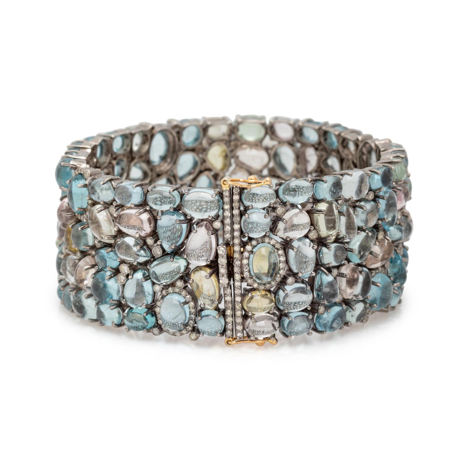 MULTICOLOR BERYL AND DIAMOND BRACELET