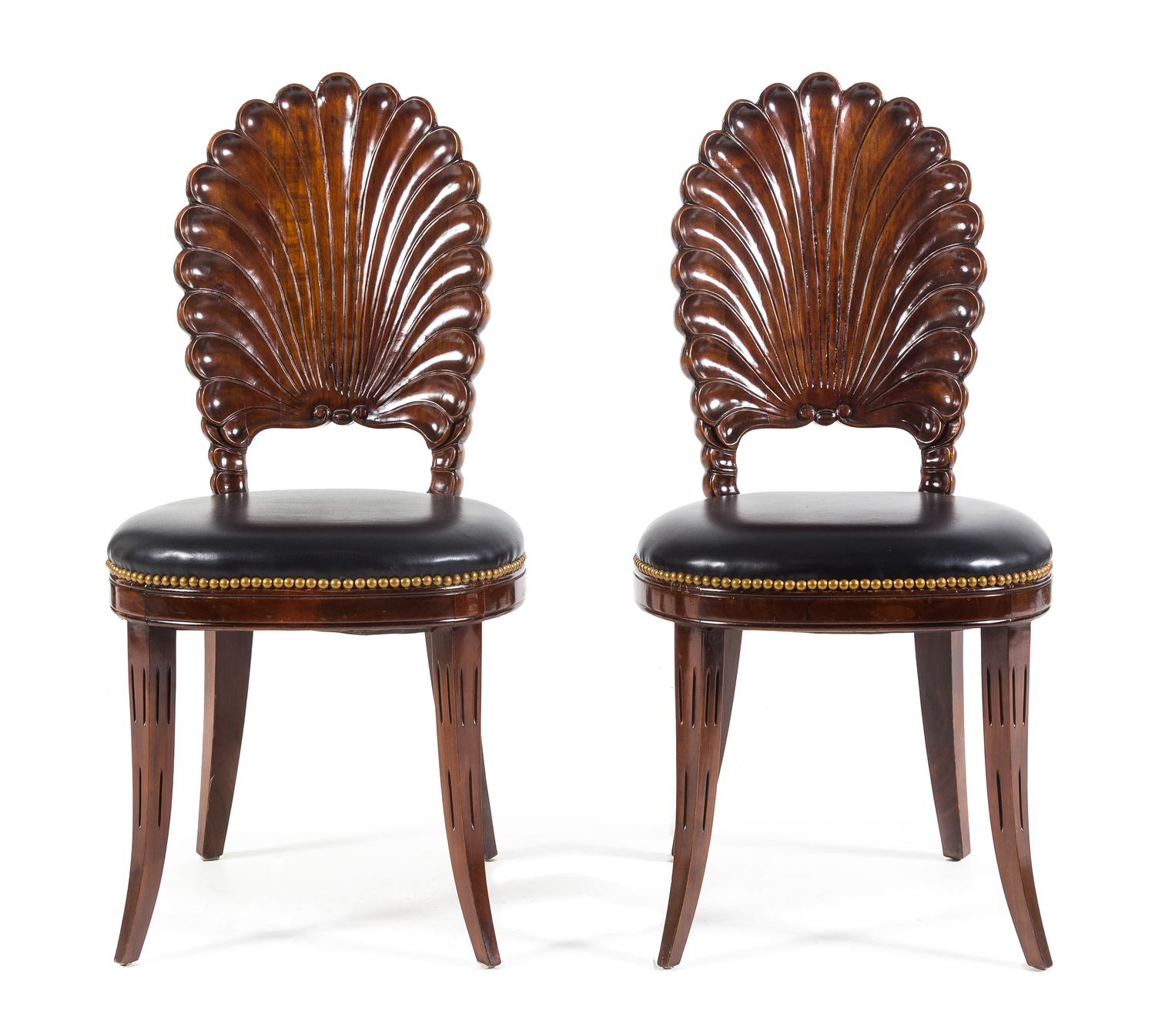 A Pair of Regency Style Hall Chairs Height 37 inches. — 20TH CENTURY