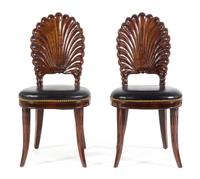 A Pair of Regency Style Hall Chairs Height 37 inches. — 20TH CENTURY