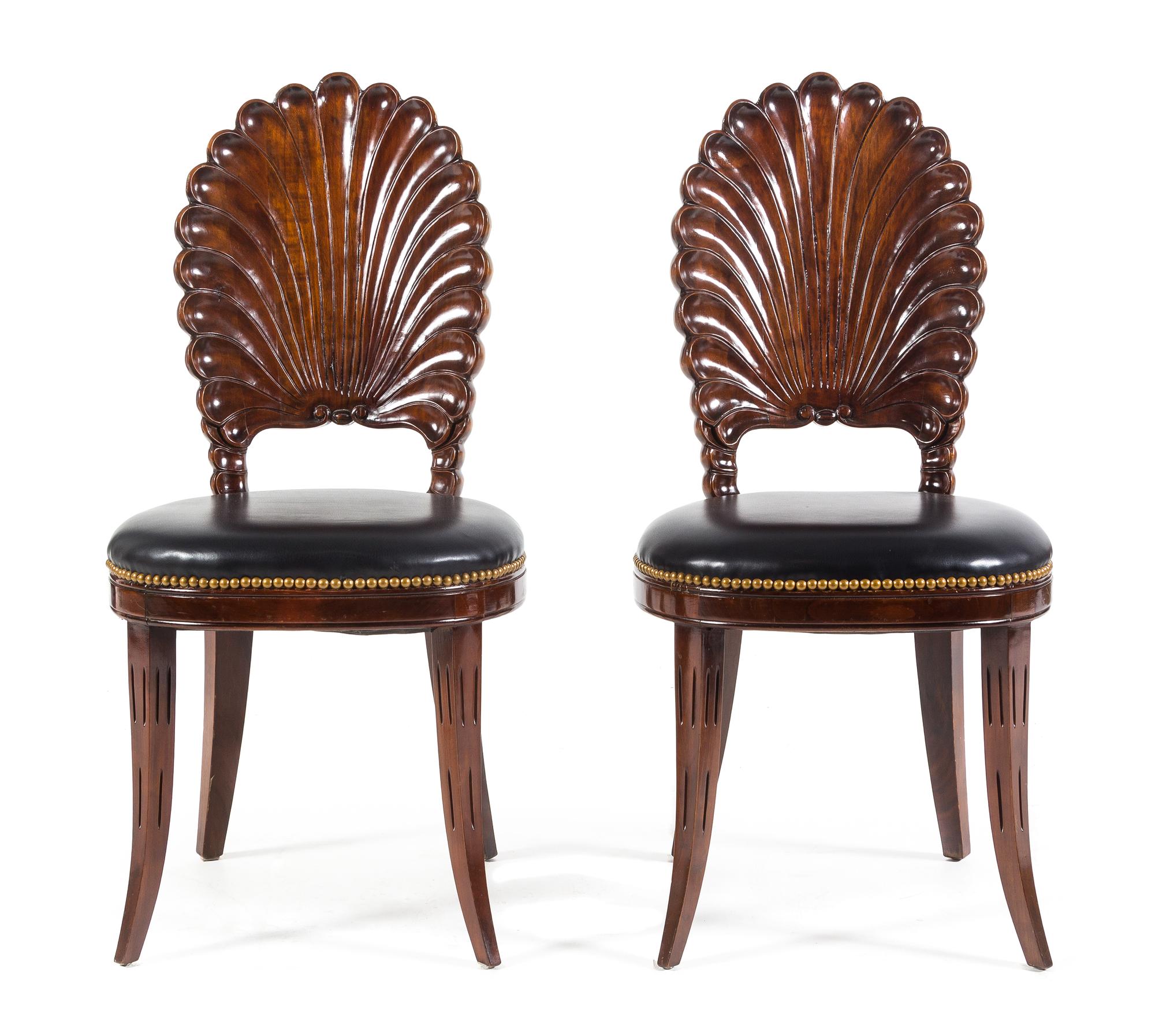 A Pair of Regency Style Hall Chairs Height 37 inches. — 20TH CENTURY