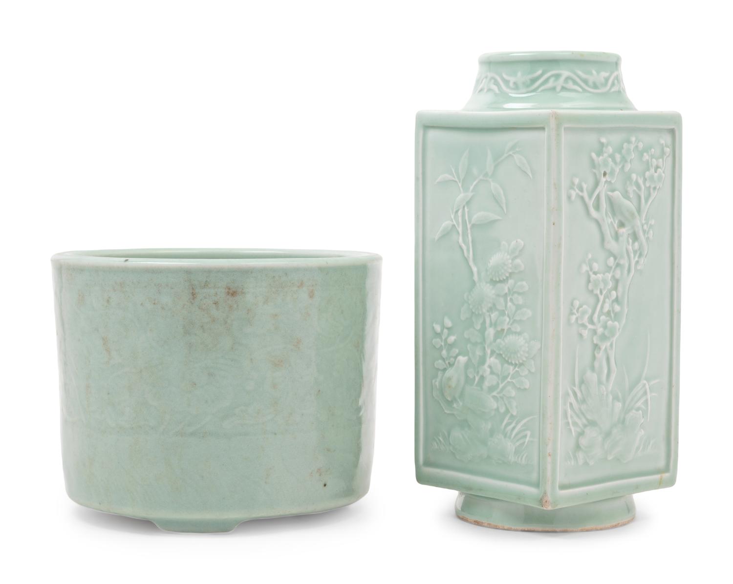 Two Chinese Celadon Porcelain Articles