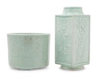 Two Chinese Celadon Porcelain Articles