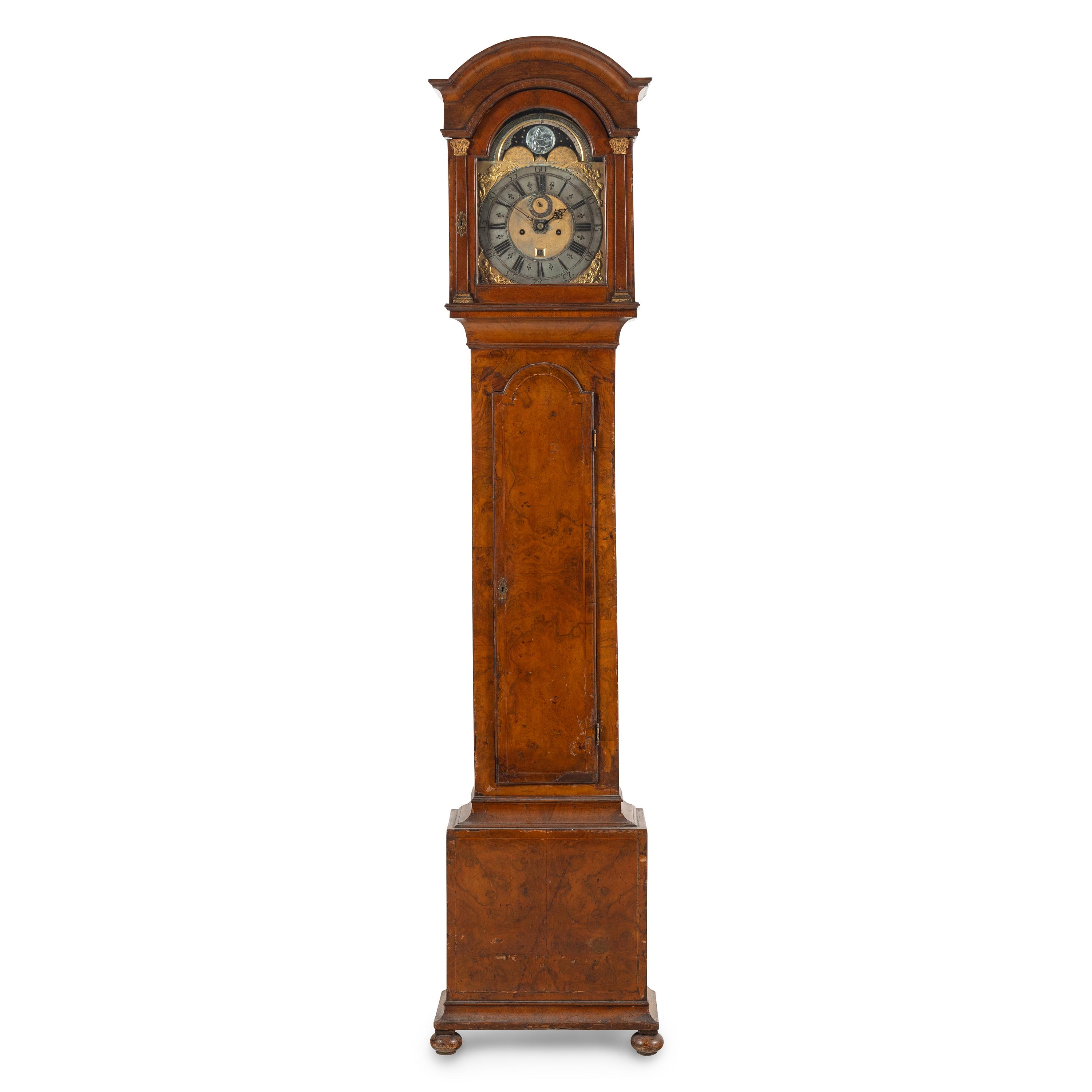 A Dutch Walnut Tall Case Clock