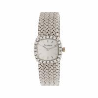 Cartier, 18K White Gold Watch with Diamond Bezel and Integrated Bracelet