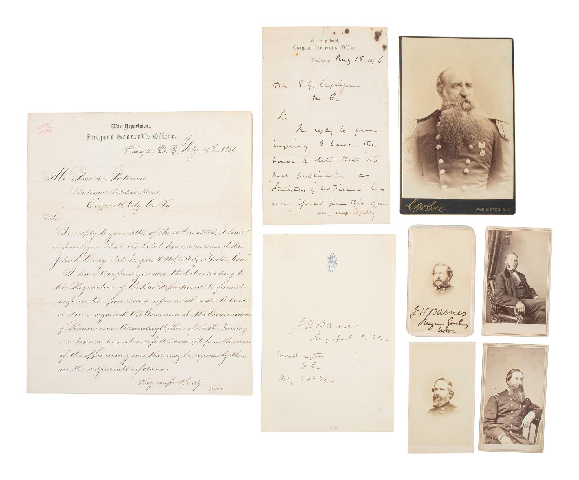 [LINCOLN, Abraham (1809-1865)]. Archive of items related to those attending the deathbed and autopsy of Lincoln.