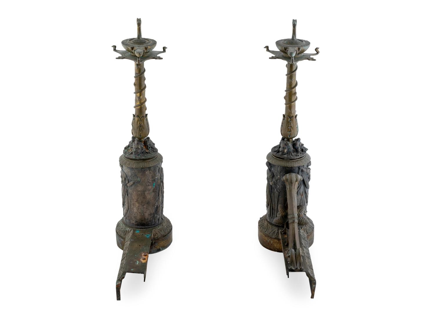 A Pair of Neoclassical Style Gilt-Metal Chenets — LATE 19TH/EARLY 20TH CENTURY