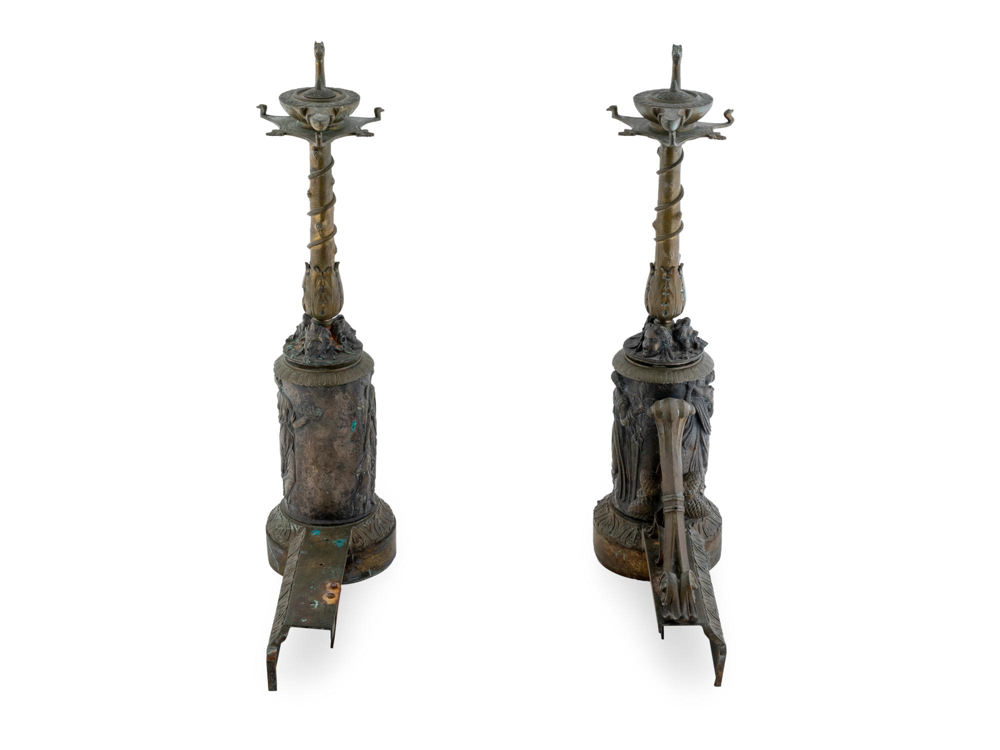 A Pair of Neoclassical Style Gilt-Metal Chenets — LATE 19TH/EARLY 20TH CENTURY