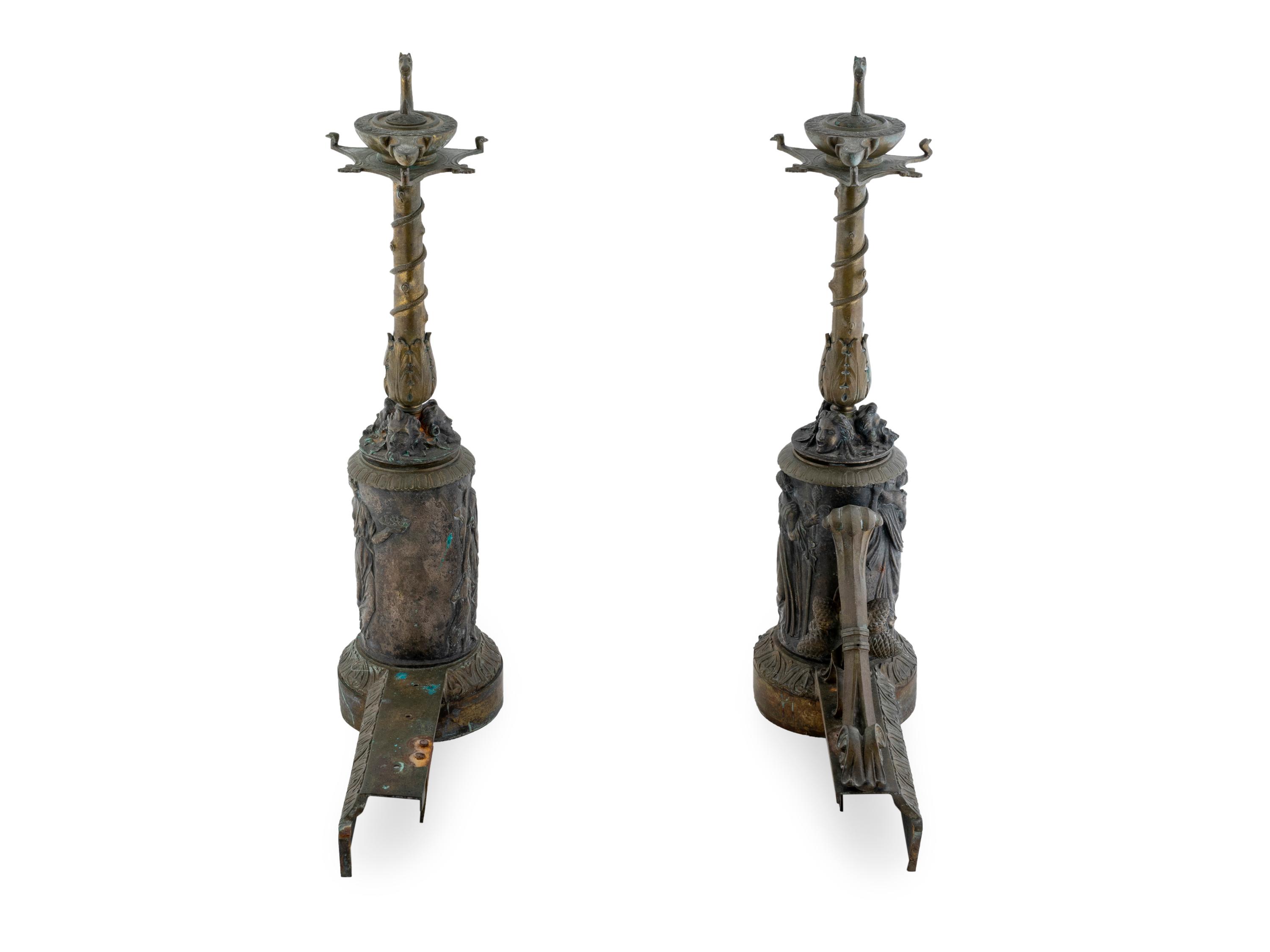 A Pair of Neoclassical Style Gilt-Metal Chenets — LATE 19TH/EARLY 20TH CENTURY