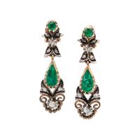 EMERALD AND DIAMOND EARCLIPS