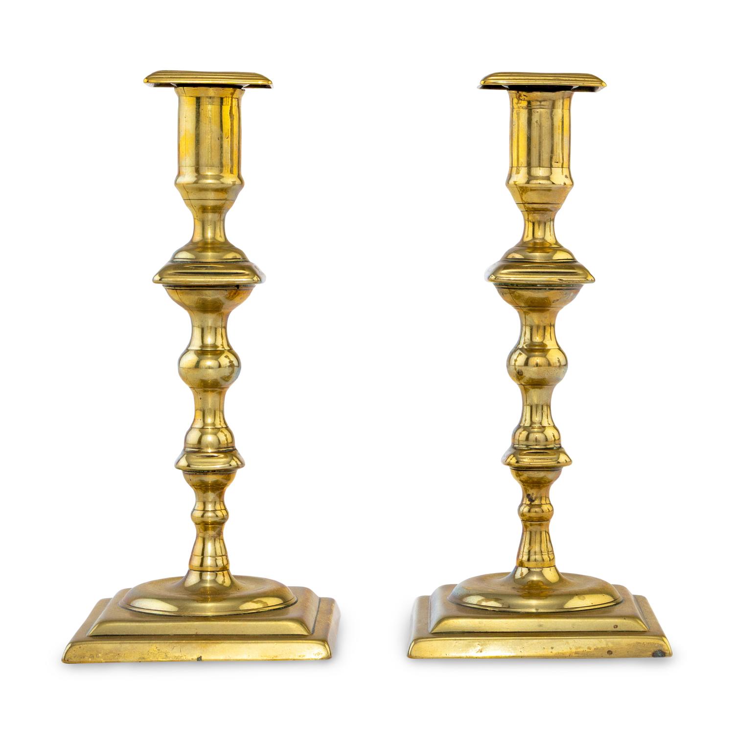 A Pair of English Brass Candlesticks