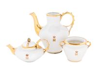 A Russian Porcelain Three-Piece Tea and Coffee Service