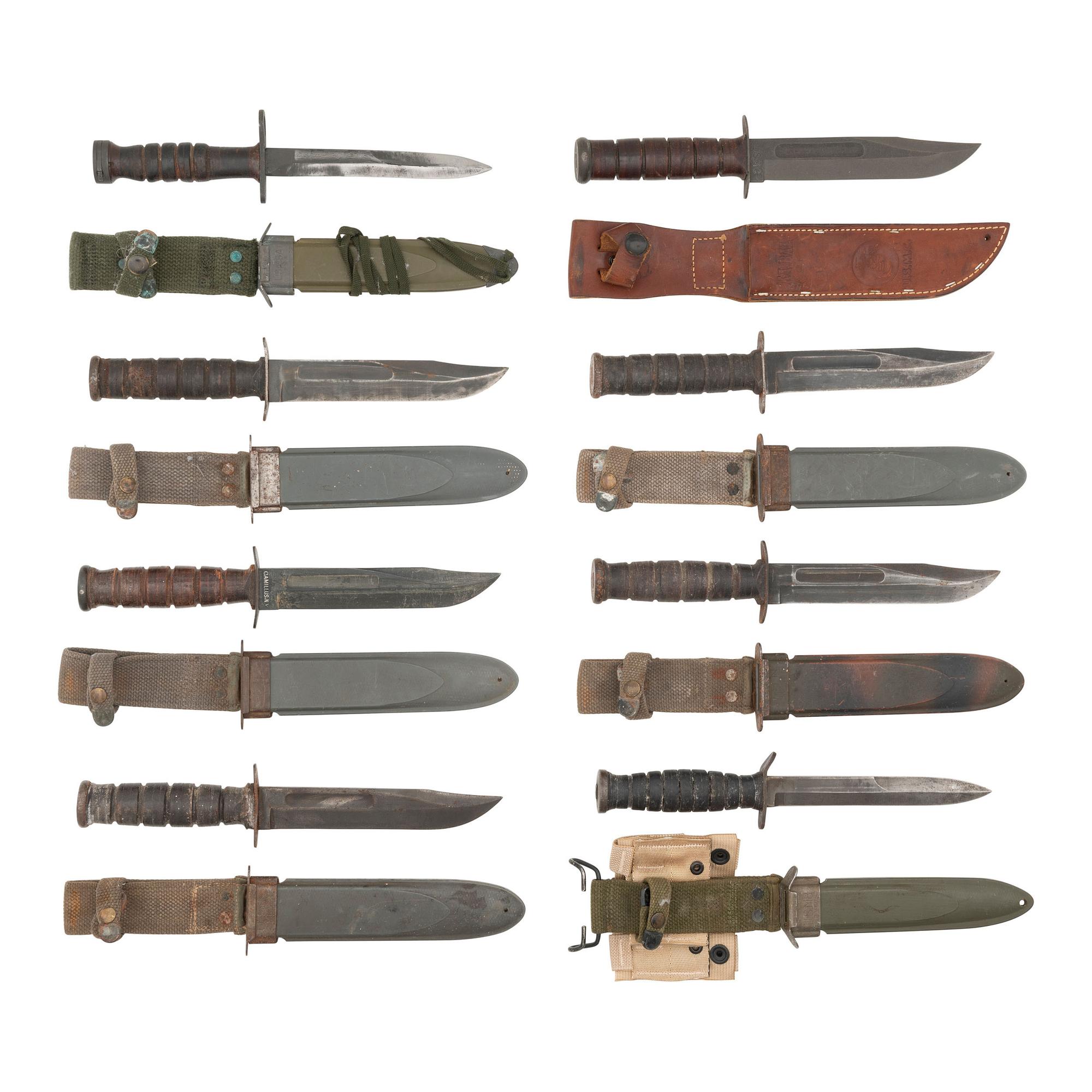 Lot of 8 WWII-era U.S. MK.II Fighting Knives
