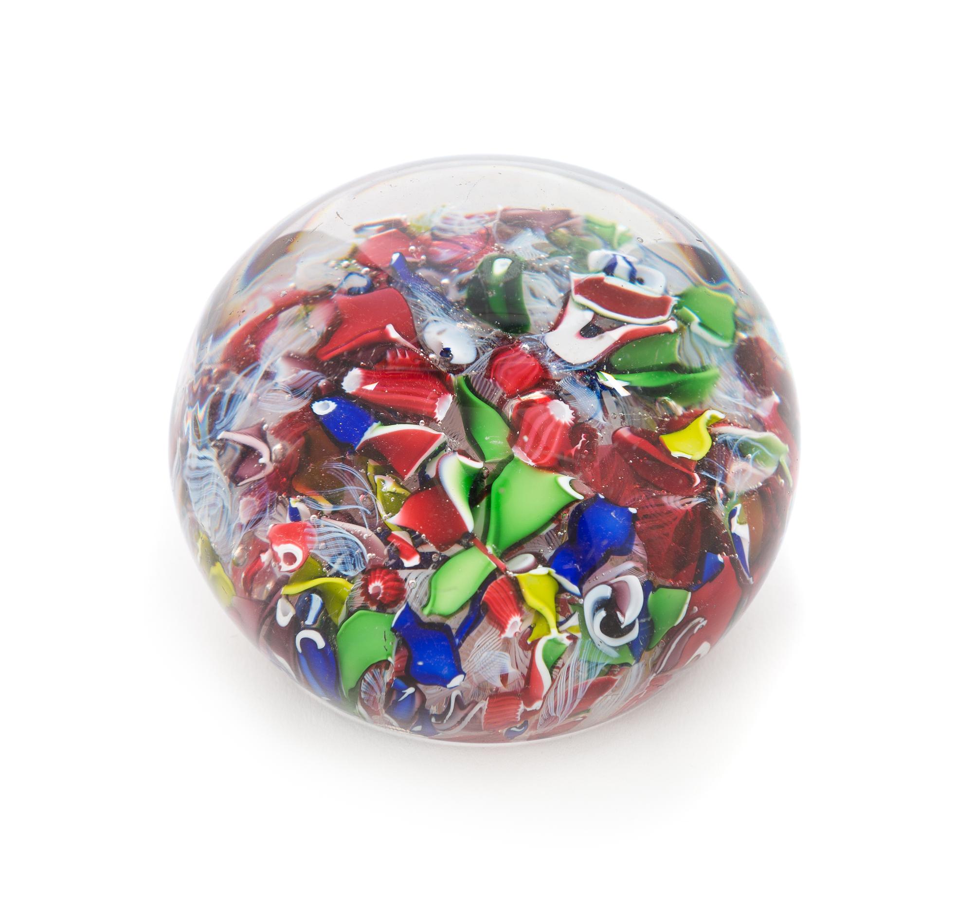 Saint-Louis, France, an antique scrambled millefiori paperweight