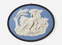A Wedgwood Bert Bentley Self Framed Tricolor Jasperware Plaque, UK, circa 1920