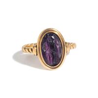 A Roman Amethyst Ring Stone with the Goddess Minvera — Set in a gold ring