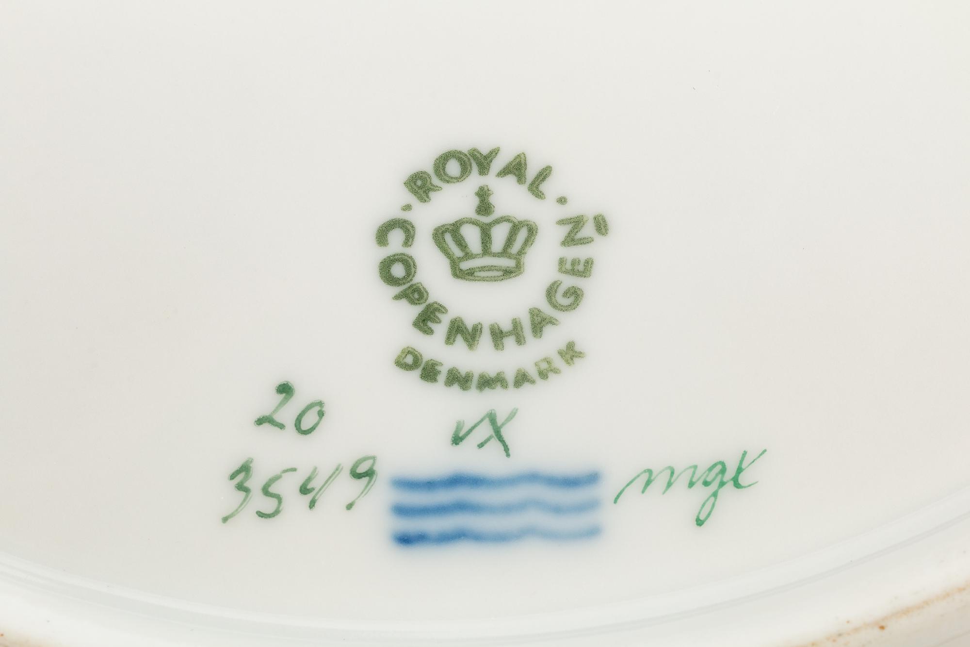 Four Royal Copenhagen Flora Danica Porcelain Serving Articles