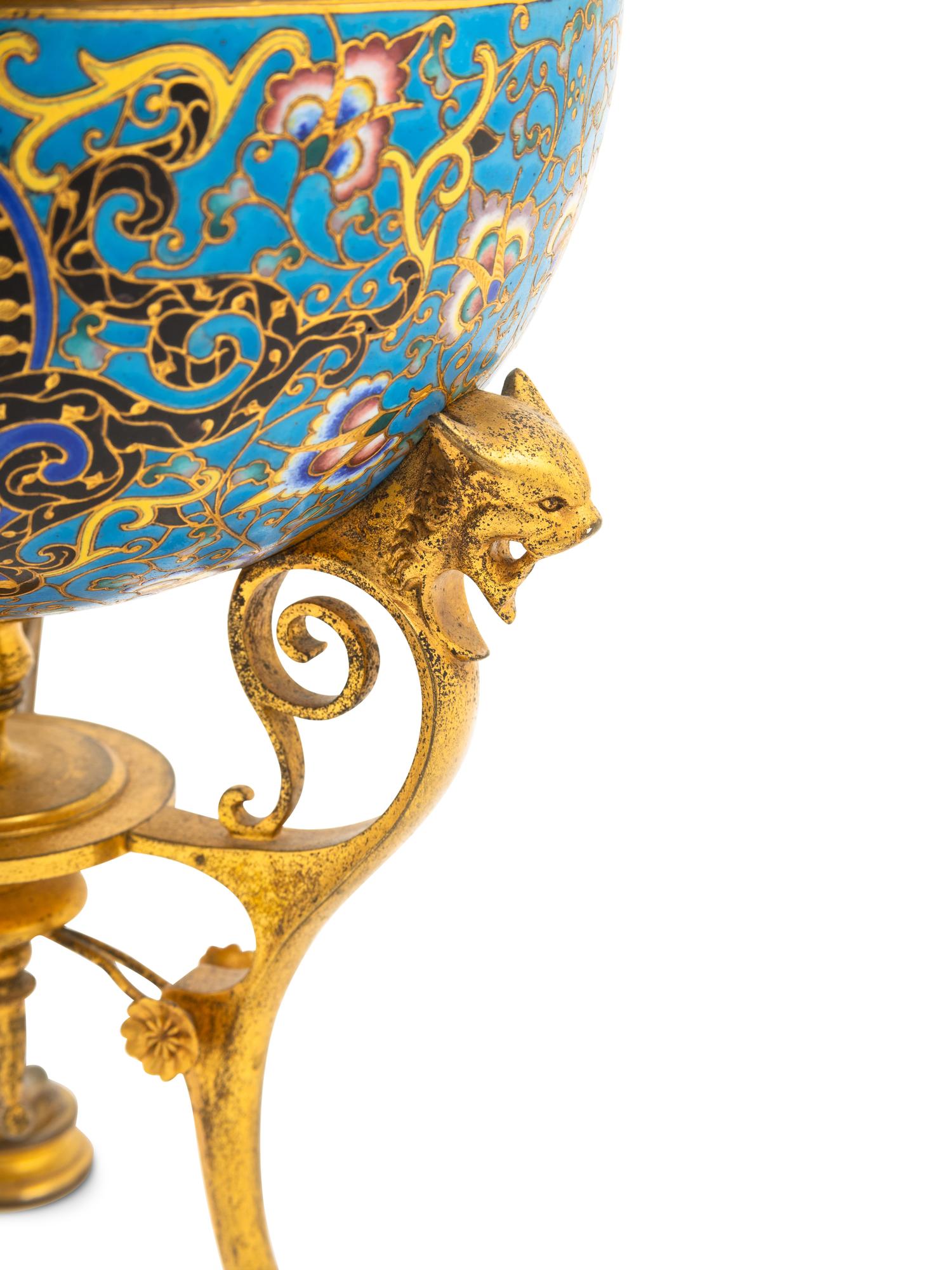 A French Gilt Bronze and Champlevé Centerpiece