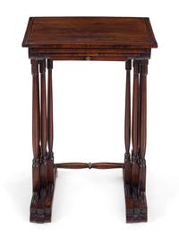 A Set of Three Regency Inlaid Rosewood Nesting Game Tables
