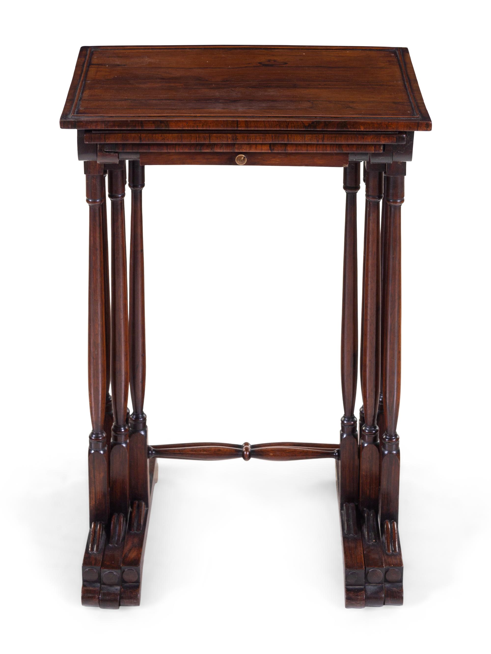 A Set of Three Regency Inlaid Rosewood Nesting Game Tables