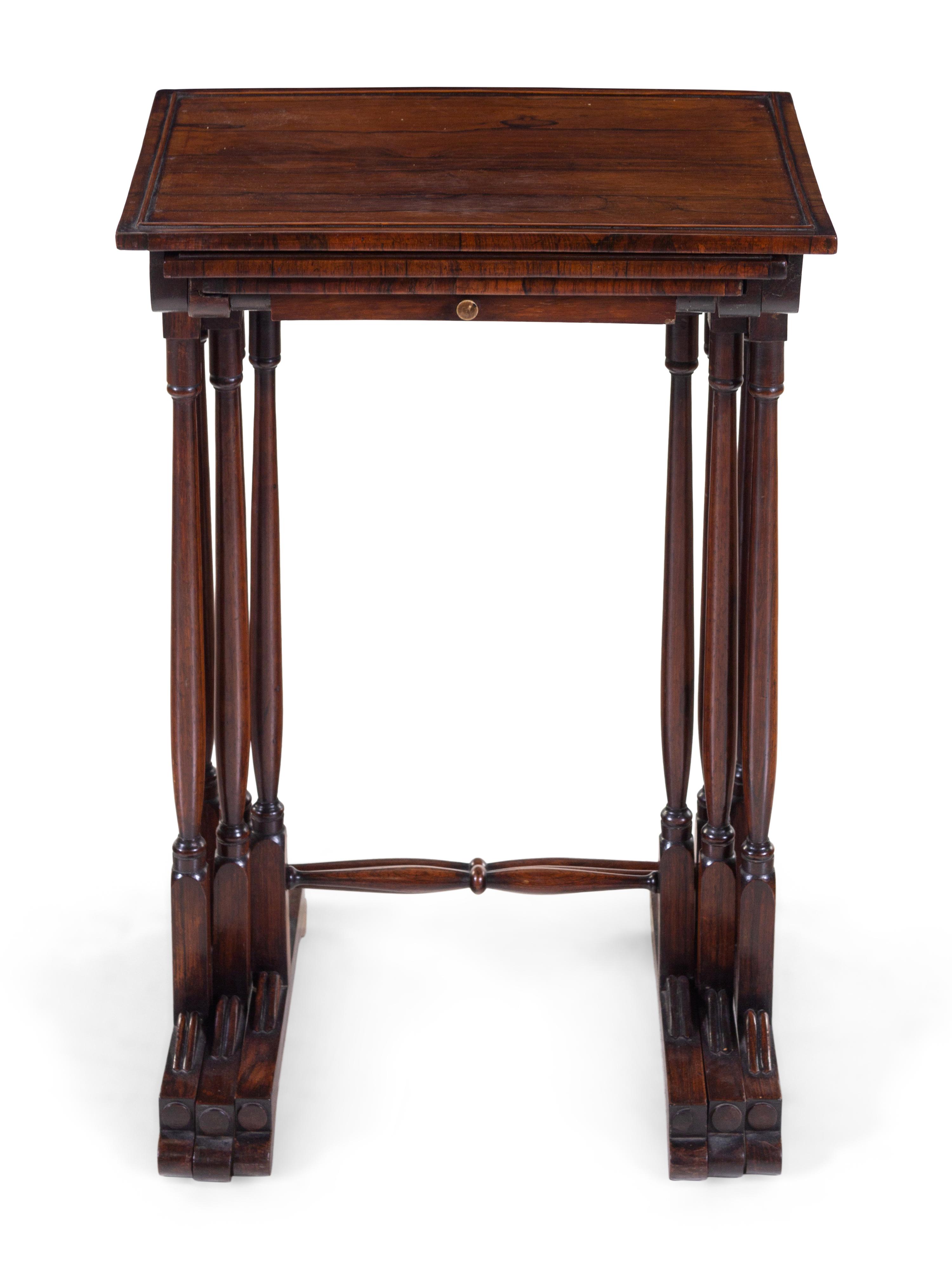 A Set of Three Regency Inlaid Rosewood Nesting Game Tables