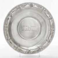 An American Silver Presentation Plate, Wallace Silversmiths, Wallingford, CT, 20th Century, in the Stradivari pattern, center engraved