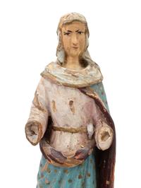 Seven Continental Carved and Polychromed Santos Figures