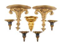 A Group of Seven Giltwood Wall Brackets — 20TH CENTURY