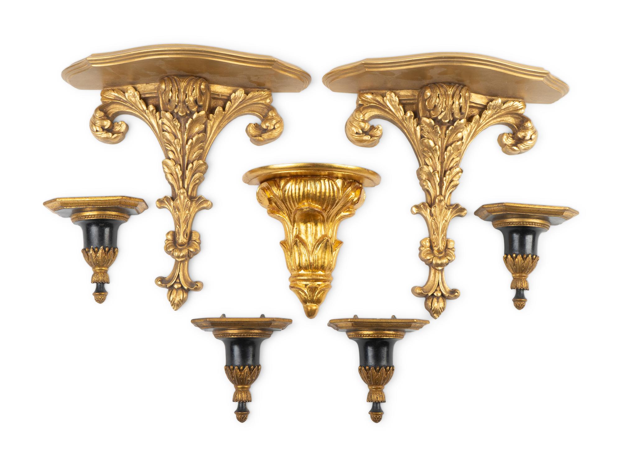 A Group of Seven Giltwood Wall Brackets — 20TH CENTURY