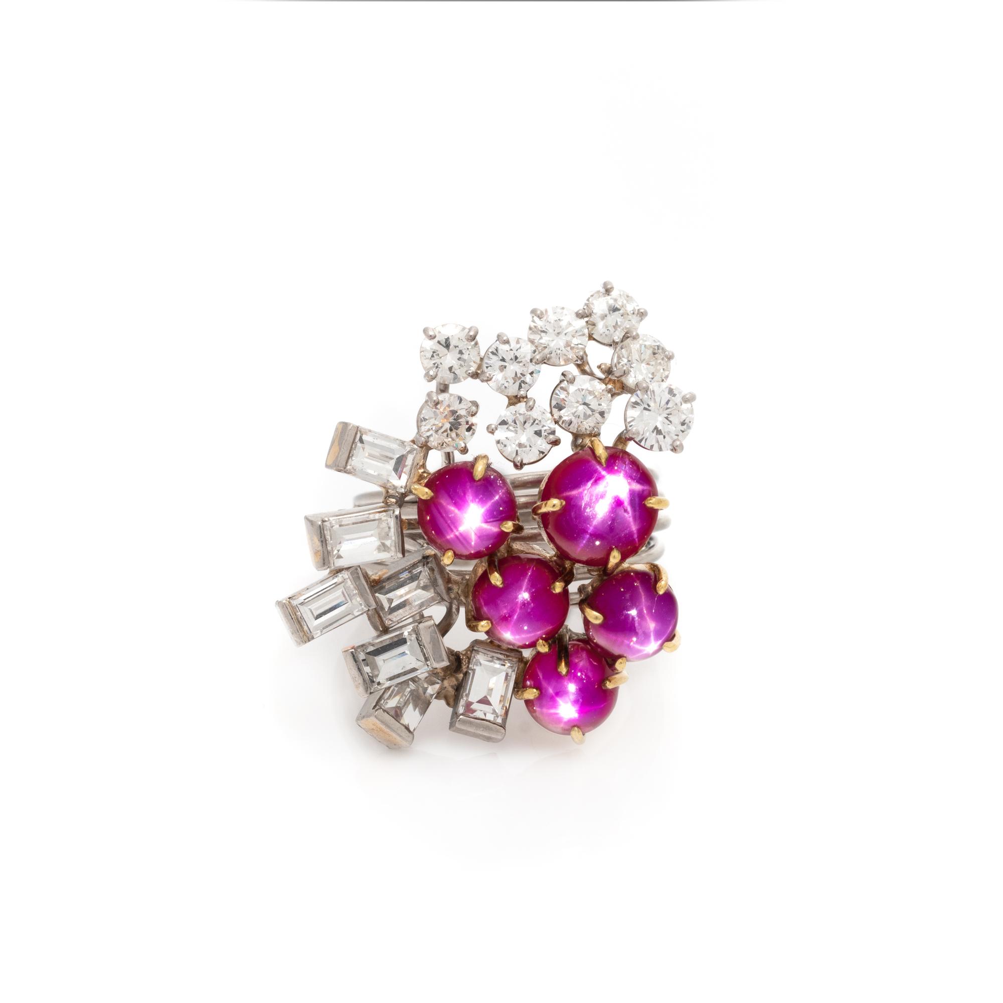 BURMESE STAR RUBY AND DIAMOND RING