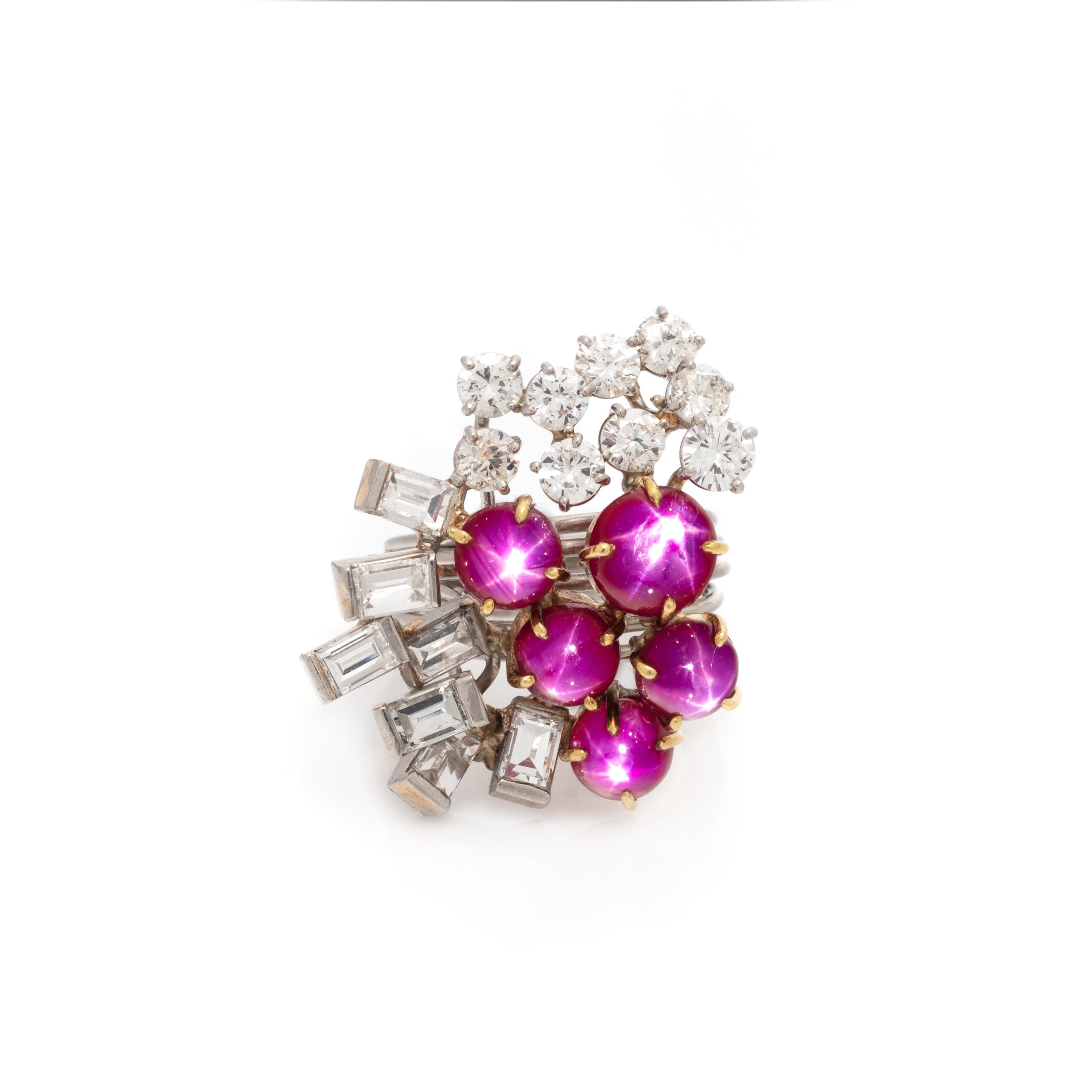 BURMESE STAR RUBY AND DIAMOND RING